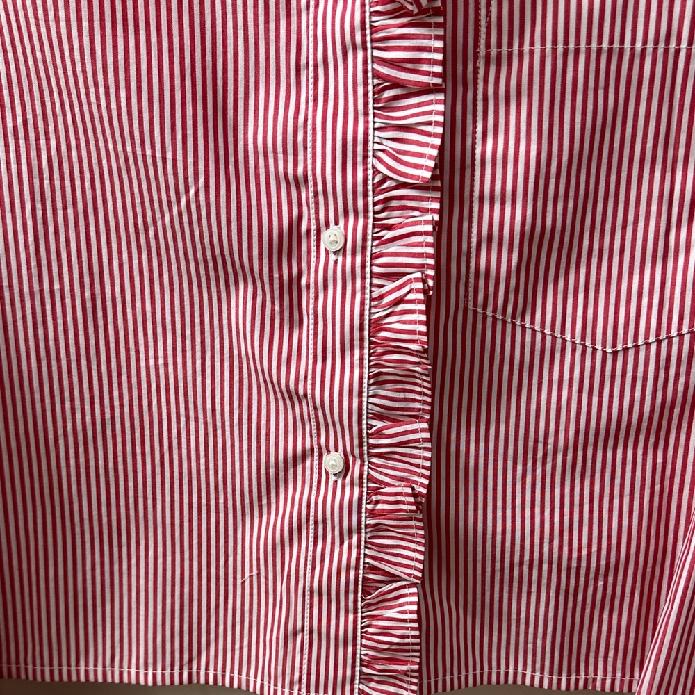 NWT J. Crew Ruffle Trim Crop Button Down Shirt M - Picture 5 of 7